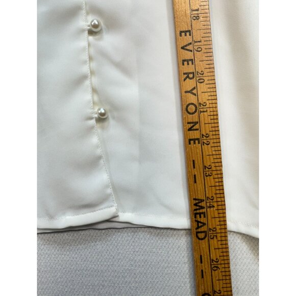 VintageKathy Che Womens Button Up Shirt Size 12P Ivory Embroidered Sheer Dainty - Picture 7 of 10